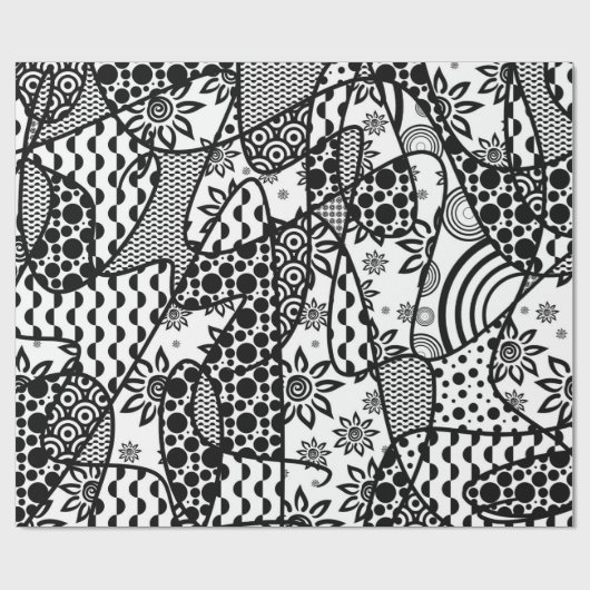 Zwart & Wit Lapwerk 03 van het Patroon Cadeaupapier (Vlak)