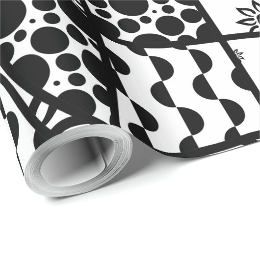Zwart & Wit Lapwerk 03 van het Patroon Cadeaupapier (Rol Hoek)
