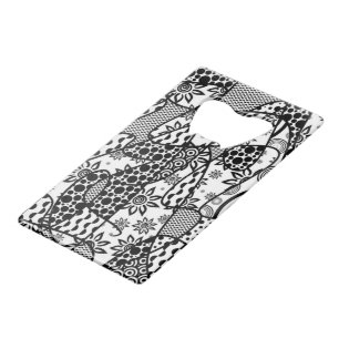 Zwart & Wit Lapwerk 03 van het Patroon Creditkaart Flessenopener