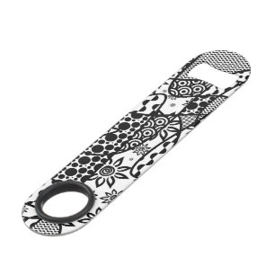 Zwart & Wit Lapwerk 03 van het Patroon Speed Flessenopener