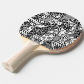 Zwart & Wit Lapwerk 03 van het Patroon Tafeltennisbatje (Voorkant Gekanteld)