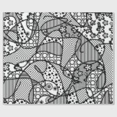 Zwart & Wit Lapwerk 04 van het Patroon Cadeaupapier (Vlak)
