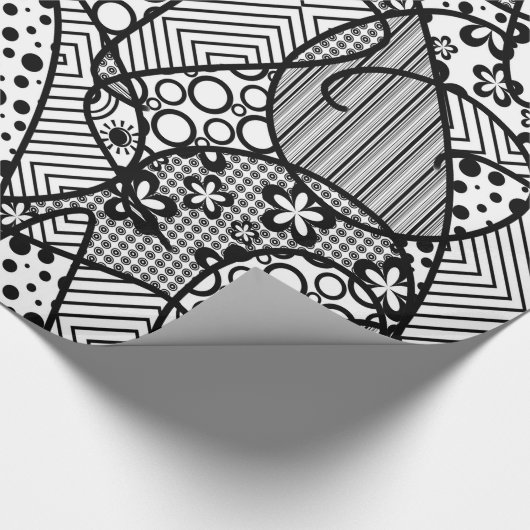 Zwart & Wit Lapwerk 04 van het Patroon Cadeaupapier (Hoek)