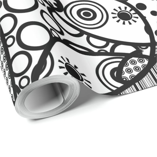 Zwart & Wit Lapwerk 04 van het Patroon Cadeaupapier (Rol Hoek)