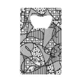 Zwart & Wit Lapwerk 04 van het Patroon Creditkaart Flessenopener (Voorkant)