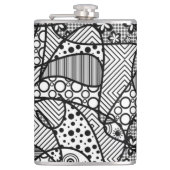 Zwart & Wit Lapwerk 04 van het Patroon Heupfles (Voorkant)