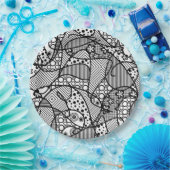 Zwart & Wit Lapwerk 04 van het Patroon Papieren Bordje (Feest)