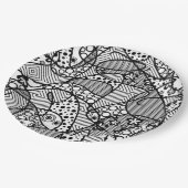 Zwart & Wit Lapwerk 04 van het Patroon Papieren Bordje (Gekanteld)