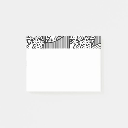 Zwart & Wit Lapwerk 04 van het Patroon Post-it® Notes (Voorkant)