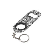 Zwart & Wit Lapwerk 04 van het Patroon Sleutelhanger Flessenopener (Achterkant Gekanteld)