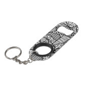 Zwart & Wit Lapwerk 04 van het Patroon Sleutelhanger Flessenopener (Voorkant Gekanteld)