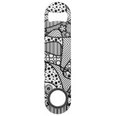 Zwart & Wit Lapwerk 04 van het Patroon Speed Flessenopener (Voorkant)