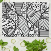 Zwart & Wit Lapwerk 04 van het Patroon Theedoek (Gevouwen)