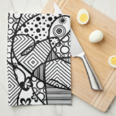 Zwart & Wit Lapwerk 04 van het Patroon Theedoek (Quarter Fold)