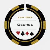 Zwart-wit Las Vegas Poker Chip Kerstmis Metalen Ornament (Achterkant)