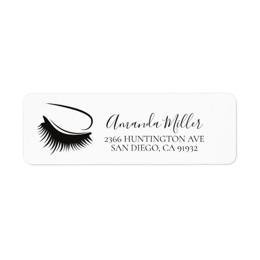 Zwart & Wit Lash Artist Retouradreslabel Etiket (Voorkant)