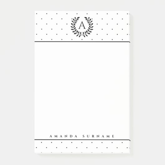 Zwart-Wit Lauretief Kleine Stippen Post-it® Notes (Voorkant)