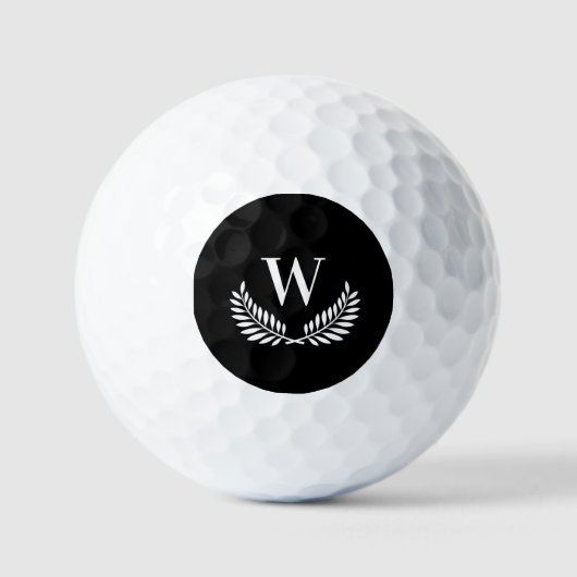 Zwart wit laureum initiaal golfballen (Voorkant)