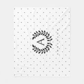 Zwart-Wit-Laurier Initialen Stippenpatroon Fleece Deken (Voorkant)