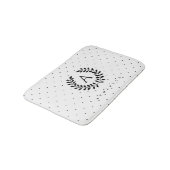 Zwart-Wit-Laurier Monogram Stippenpatroon Badmat (Gekanteld)