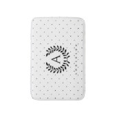 Zwart-Wit-Laurier Monogram Stippenpatroon Badmat (Voorkant Verticaal)