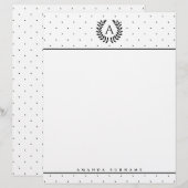 Zwart-Wit-Laurier Monogram Stippenpatroon Briefhoofd (Voorkant / Achterkant)