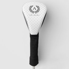 Zwart-Wit-Laurier Monogram Stippenpatroon Golfheadcover