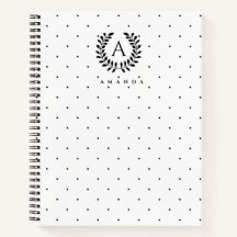 Zwart-Wit-Laurier Monogram Stippenpatroon