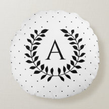 Zwart-Wit-Laurier Monogram Stippenpatroon