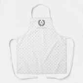 Zwart-Wit-Laurier Monogram Stippenpatroon Schort (Voorkant)