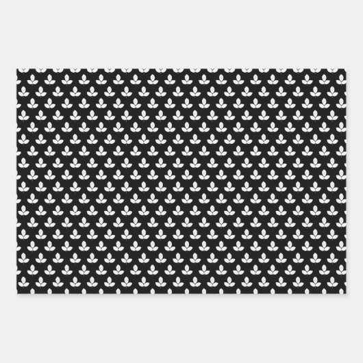 zwart-wit laurierblad inpakpapier vel (Voorkant 2)