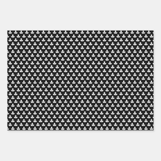 zwart-wit laurierblad inpakpapier vel (Voorkant 3)