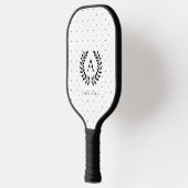 Zwart-Wit-Laurierblad Monogram Stippenpatroon Pickleball Paddle (Links)