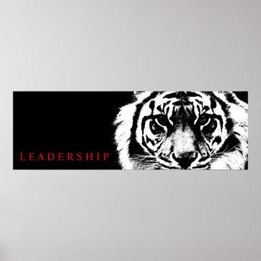Zwart-wit Leadership Tiger Poster Print (Voorkant)