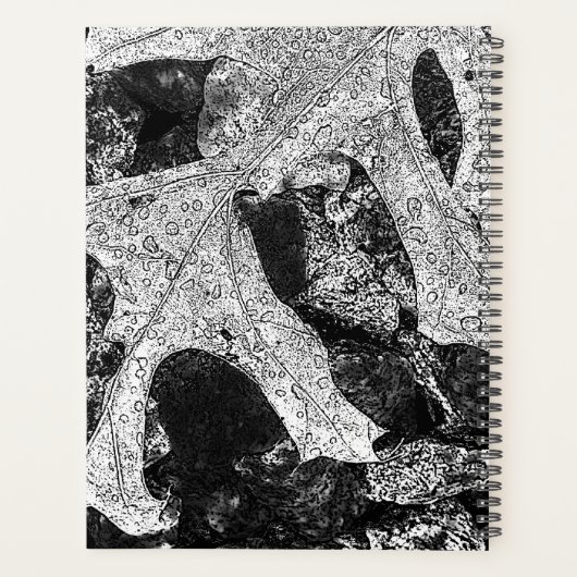 Zwart-wit Leaf Natuur Planner (Achterkant)