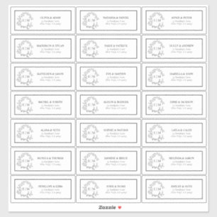 Zwart-wit Leafy Crest Monogram Gastadres S Sticker