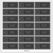 Zwart-wit Leafy Crest Monogram Gastadres Sticker (Vel)