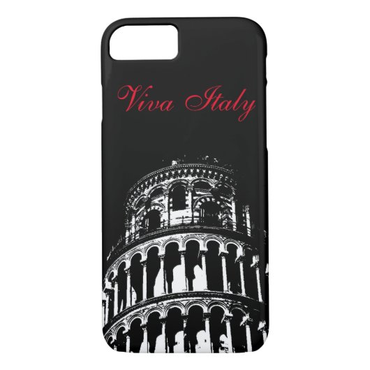 Zwart Wit Leaning Tower of Pisa Italië Viva Italië Case-Mate iPhone Case (Achterkant)