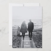 Zwart & Wit Leaves Stippen Lijst Save The Date Kaart (Achterkant)