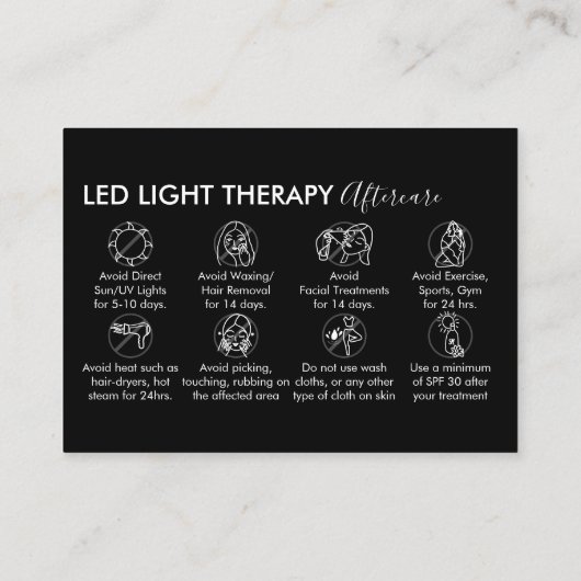 Zwart Wit Led Lichttherapie Nazorg Dank U Visitekaartje (Achterkant)
