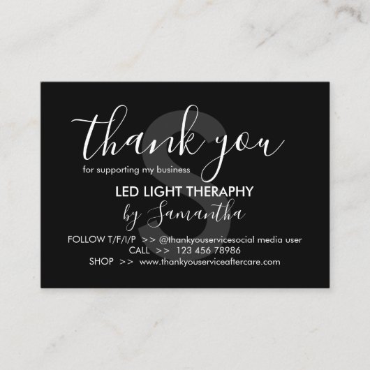 Zwart Wit Led Lichttherapie Nazorg Dank U Visitekaartje (Voorkant)