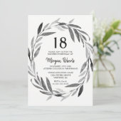 Zwart-wit leder, 18e verjaardag uitgenodigd kaart (Staand voorkant)
