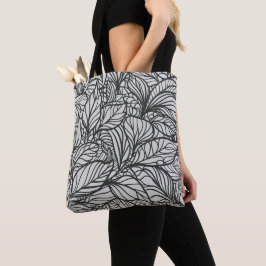 Zwart-wit lederen patroon tote bag
