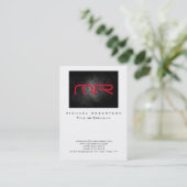 Zwart Wit Leer Effect Monogram Visitekaartje (Staand voorkant)