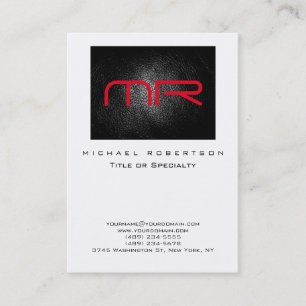 Zwart Wit Leer Effect Monogram Visitekaartje