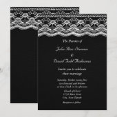 Zwart & wit leer & kant bruiloft kaart (Voorkant / Achterkant)