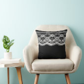 Zwart & Wit Leer & Kant Kussen (Stoel)
