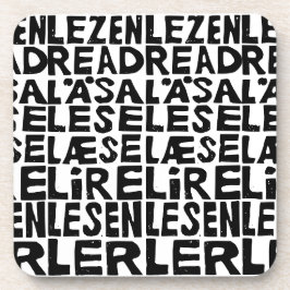 Zwart-wit "Lees" in 8 Talen Lino Cut Bier Onderzetter