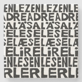 Zwart-wit "Lees" in 8 Talen Lino Cut Stenen Onderzetter