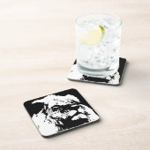 Zwart & wit leeuw pop kunst bier onderzetter (Rechterzijde)